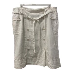 Pure Love by Jackpot 100% Organic Linen White Button Skirt, Size 42